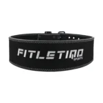 Premium Leather Weightlifting Belt – Heavy Duty Gym Support Belt (Black/White Edition)