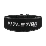 Premium Leather Weightlifting Belt – Heavy Duty Gym Support Belt (Black/White Edition)