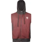 Men’s Sleeveless Zip-Up Gym Hoodie – Training Tank Hoodie (Red/Black)