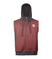 Men’s Sleeveless Zip-Up Gym Hoodie – Training Tank Hoodie (Red/Black)