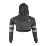 Women’s Cropped Gym Hoodie – Athletic Crop Sweatshirt (Black)