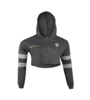 Women’s Cropped Gym Hoodie – Athletic Crop Sweatshirt (Black)