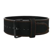 Premium Leather Weightlifting Belt – Heavy Duty Gym Support Belt (Black/White Edition) - Image 3
