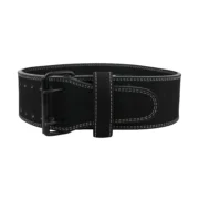 Premium Leather Weightlifting Belt – Heavy Duty Gym Support Belt (Black/White Edition) - Image 2