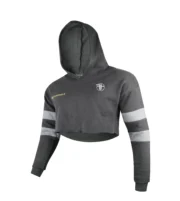 Women’s Cropped Gym Hoodie – Athletic Crop Sweatshirt (Black) - Image 2