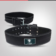 Black Leather Weightlifting Belt – Training Equipment - Image 2