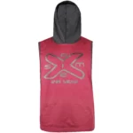 Men’s Sleeveless Gym Hoodie – Lightweight Training Tank Hoodie (Red/Black)