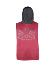 Men’s Sleeveless Gym Hoodie – Lightweight Training Tank Hoodie (Red/Black)