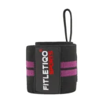 Elastic Lifting Wrist Straps – Gym Support Wraps with Loop (Black/Purple)