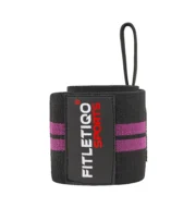 Elastic Lifting Wrist Straps – Gym Support Wraps with Loop (Black/Purple)