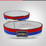 Red and Blue Striped Weightlifting Belt – Training Equipment