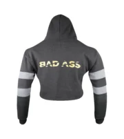 Women’s Cropped Gym Hoodie – Athletic Crop Sweatshirt (Black) - Image 3