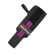 Elastic Lifting Wrist Straps – Gym Support Wraps with Loop (Black/Purple) - Image 2