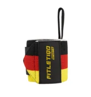 Lifting Wrist Straps with Loop – Gym Weightlifting Support (Black/Red/Yellow)