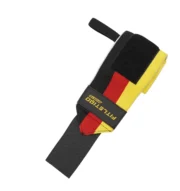 Lifting Wrist Straps with Loop – Gym Weightlifting Support (Black/Red/Yellow) - Image 2