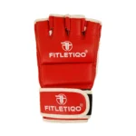 Professional MMA Training Gloves – Half Finger Fight Gloves (Red/White)